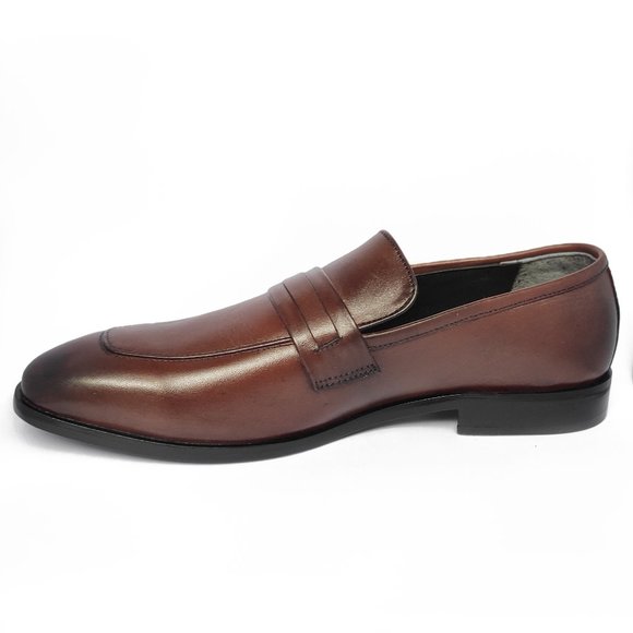 Bashwood Two Tone Brown Leather Loafers For Men
